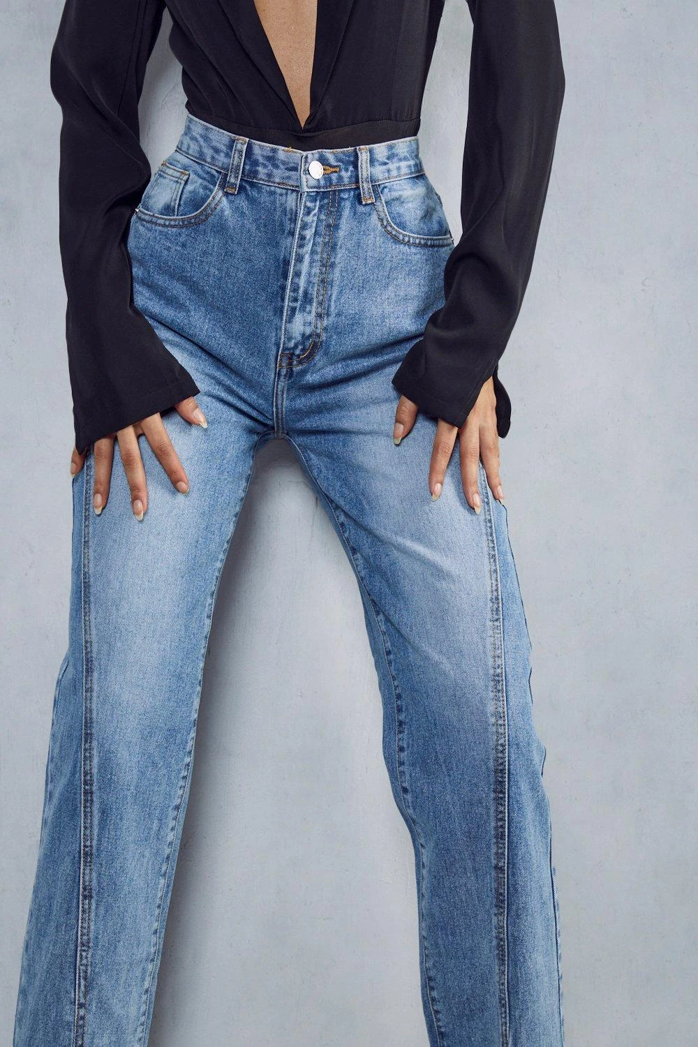 Straight Leg Seam Detail Split Front Jean 7 Straight Leg Seam Detail Split Front Jean - Image 5
