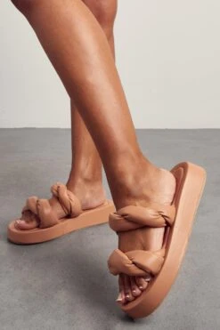 Padded Twist Platform Sandals -Cheap Sarto Tone Store nude padded twist platform sandals 2