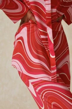 Cheap Sarto Tone Store -Cheap Sarto Tone Store pink satin marble print wide leg trousers 1