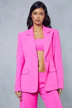 Tailored Premium Structured Contrast Cinched Blazer