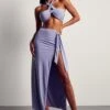 Double Layer Slinky Tie Side Maxi Co-ord 1 Double Layer Slinky Tie Side Maxi Co-ord -Cheap Sarto Tone Store purple double layer slinky tie side maxi co ord