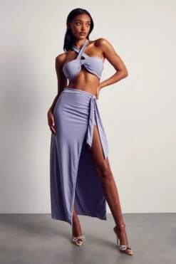 Double Layer Slinky Tie Side Maxi Co-ord
