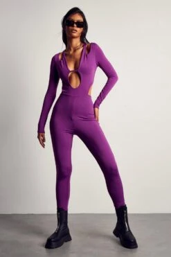 Recycled Cut Out Detail Jumpsuit -Cheap Sarto Tone Store purple recycled cut out detail jumpsuit 3