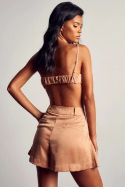 Textured Satin Floaty Shorts -Cheap Sarto Tone Store sand textured satin floaty shorts 3