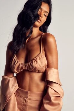 Textured Satin Ruched Bralet