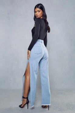 Side Split Straight Leg Light Wash Jean 10 Side Split Straight Leg Light Wash Jean -Cheap Sarto Tone Store side split straight leg light wash jean 2