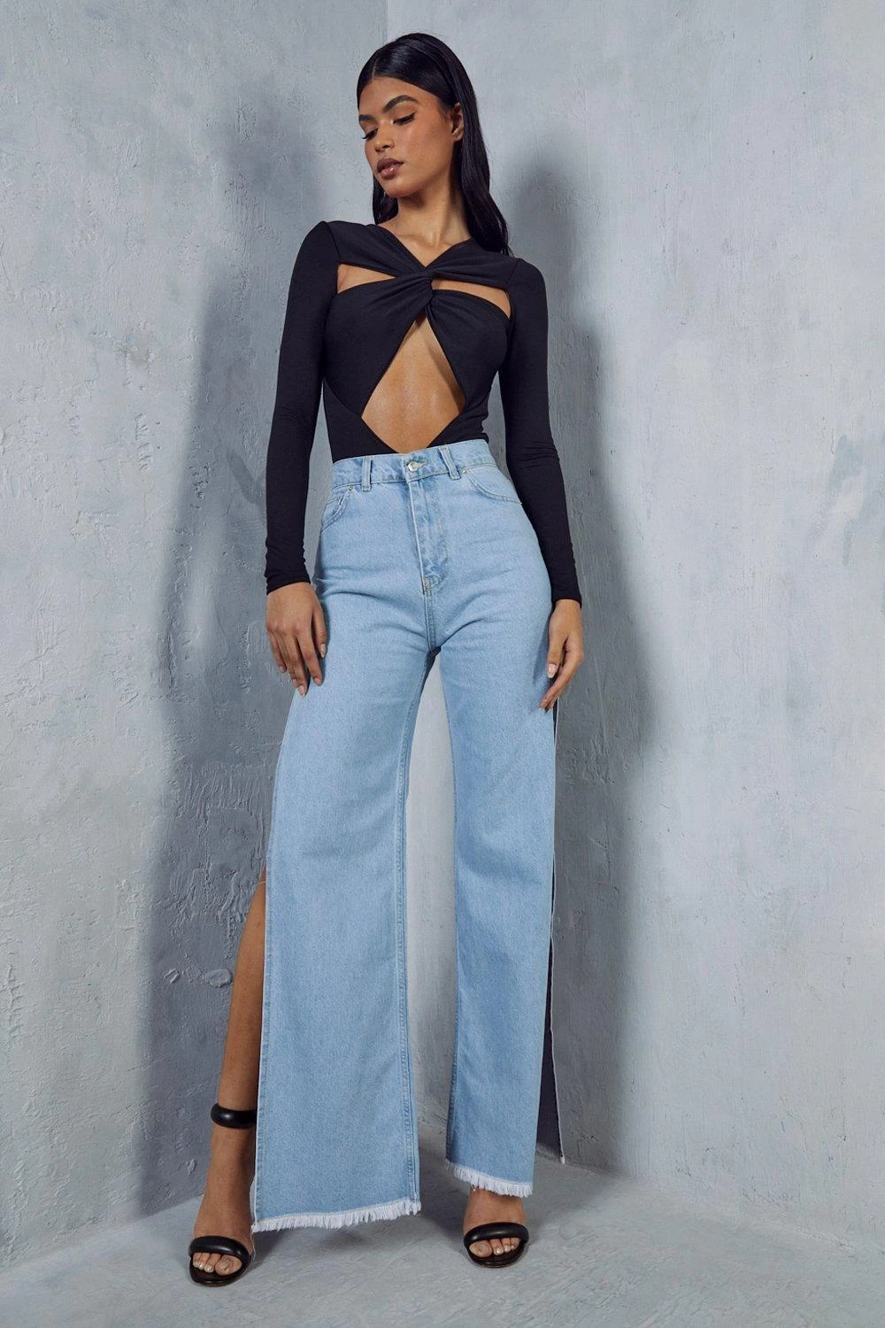 Side Split Straight Leg Light Wash Jean 6 Side Split Straight Leg Light Wash Jean - Image 4