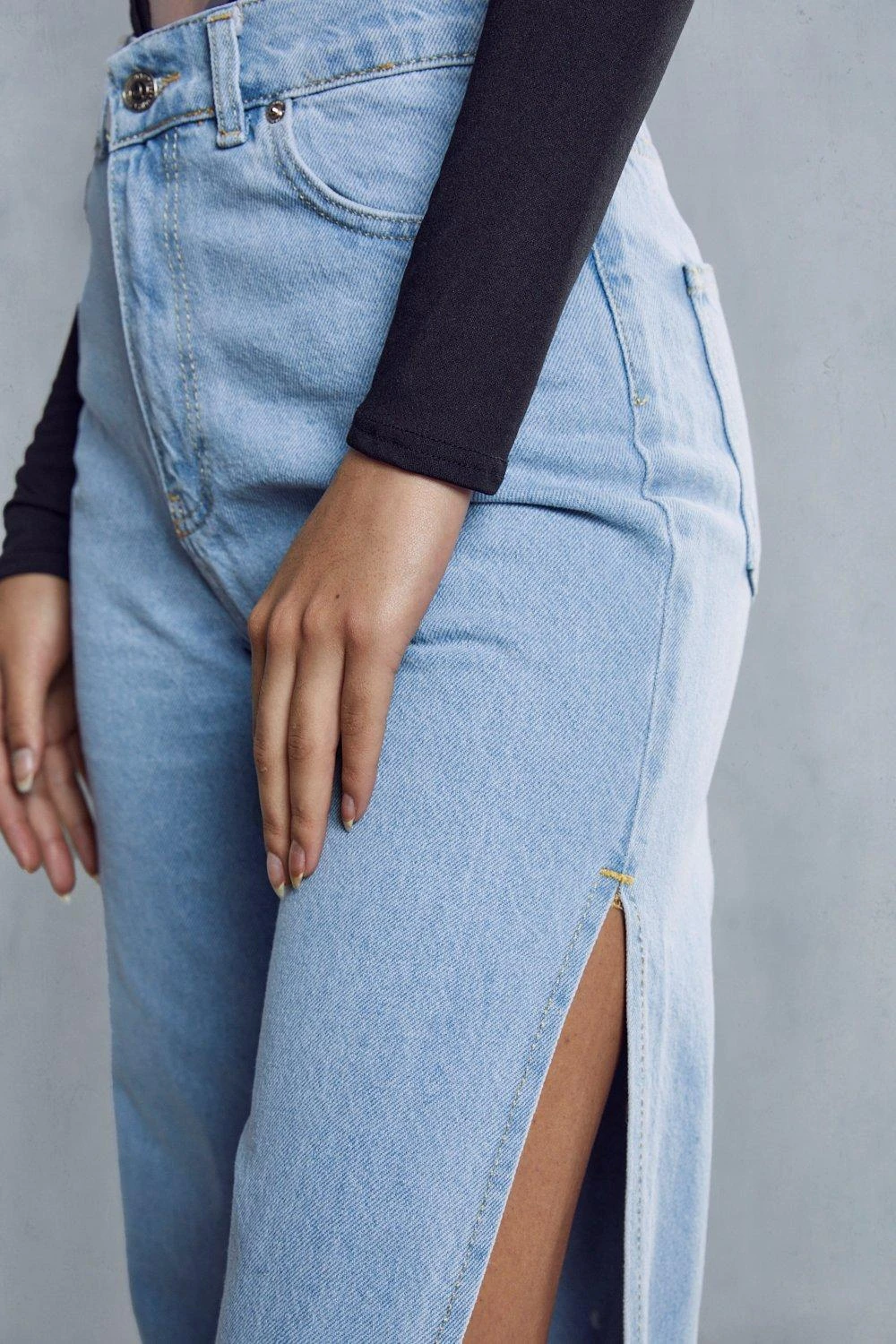 Side Split Straight Leg Light Wash Jean 8 Side Split Straight Leg Light Wash Jean - Image 6