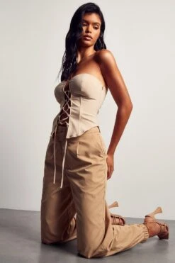 Asymmetric Waist Cuffed Cargo Pant 11 Asymmetric Waist Cuffed Cargo Pant -Cheap Sarto Tone Store stone asymmetric waist cuffed cargo pant 4