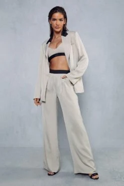 Contrast Lapel Oversized Satin Blazer -Cheap Sarto Tone Store stone contrast lapel oversized satin blazer 1 3