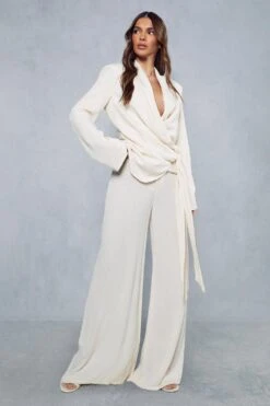 Crinkle Linen Look Wrap Blazer 10 Crinkle Linen Look Wrap Blazer -Cheap Sarto Tone Store stone crinkle linen look wrap blazer 3