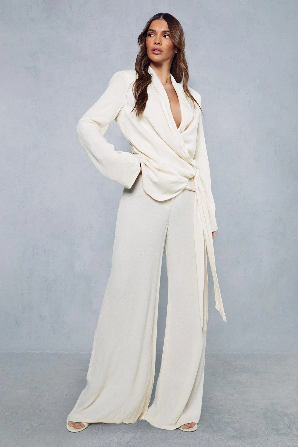 Crinkle Linen Look Wrap Blazer 6 Crinkle Linen Look Wrap Blazer - Image 4