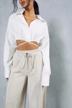 Drawstring Waist Pocket Detail Wide Leg Trouser 13 Drawstring Waist Pocket Detail Wide Leg Trouser -Cheap Sarto Tone Store stone drawstring waist pocket detail wide leg trouser 5