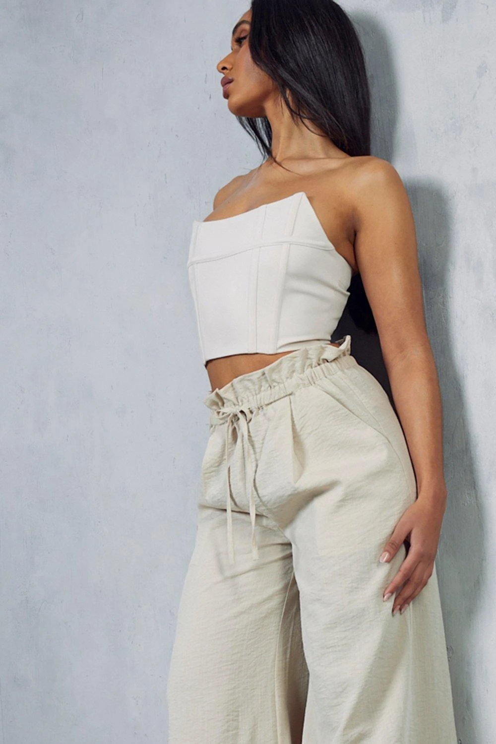 Linen Look Paper Bag Waist Wide Leg Trouser 7 Linen Look Paper Bag Waist Wide Leg Trouser - Image 5