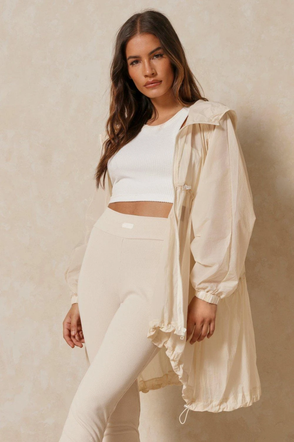 Longline Drawstring Detail Windbreaker 7 Longline Drawstring Detail Windbreaker - Image 5