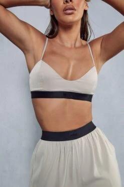 Misspap Premium Satin Elasticated Bralet -Cheap Sarto Tone Store stone misspap premium satin elasticated bralet 5