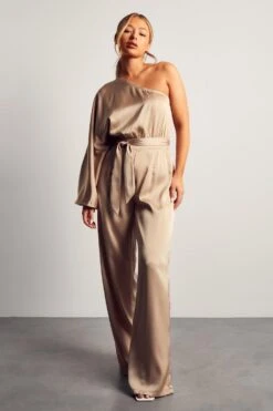 One Shoulder Satin Belted Jumpsuit 12 One Shoulder Satin Belted Jumpsuit -Cheap Sarto Tone Store stone one shoulder satin belted jumpsuit 4