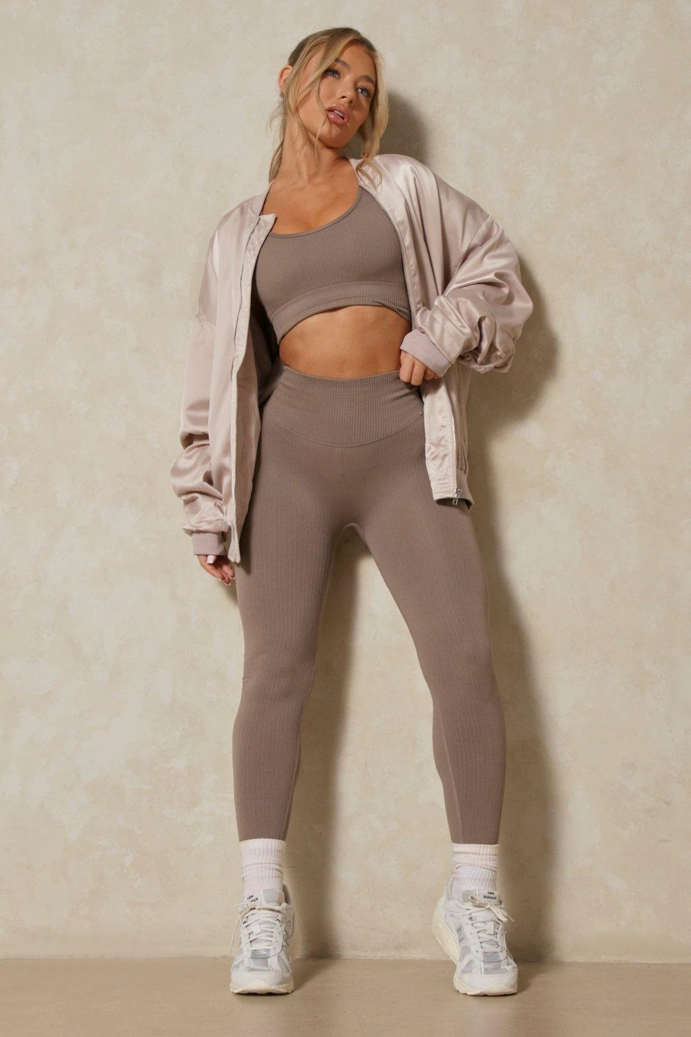 Oversized Shoulder Pad Detail Satin Bomber 5 Oversized Shoulder Pad Detail Satin Bomber - Image 3