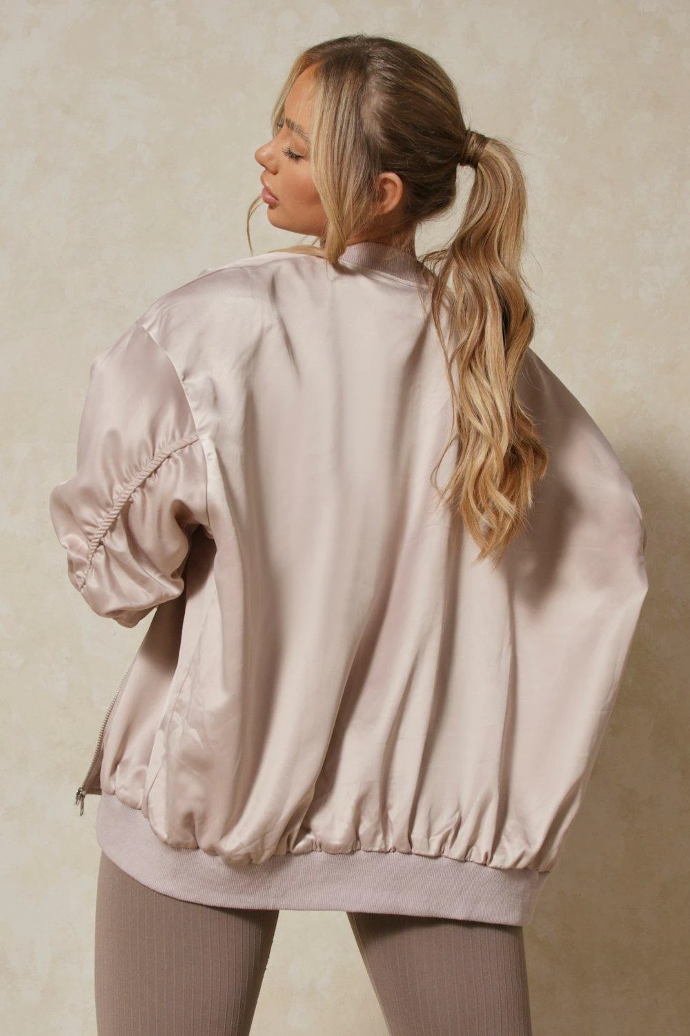 Oversized Shoulder Pad Detail Satin Bomber 7 Oversized Shoulder Pad Detail Satin Bomber - Image 5