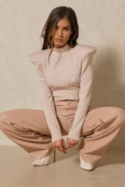 Wide Leg Leather Look Trousers 11 Wide Leg Leather Look Trousers -Cheap Sarto Tone Store stone wide leg leather look trousers 3