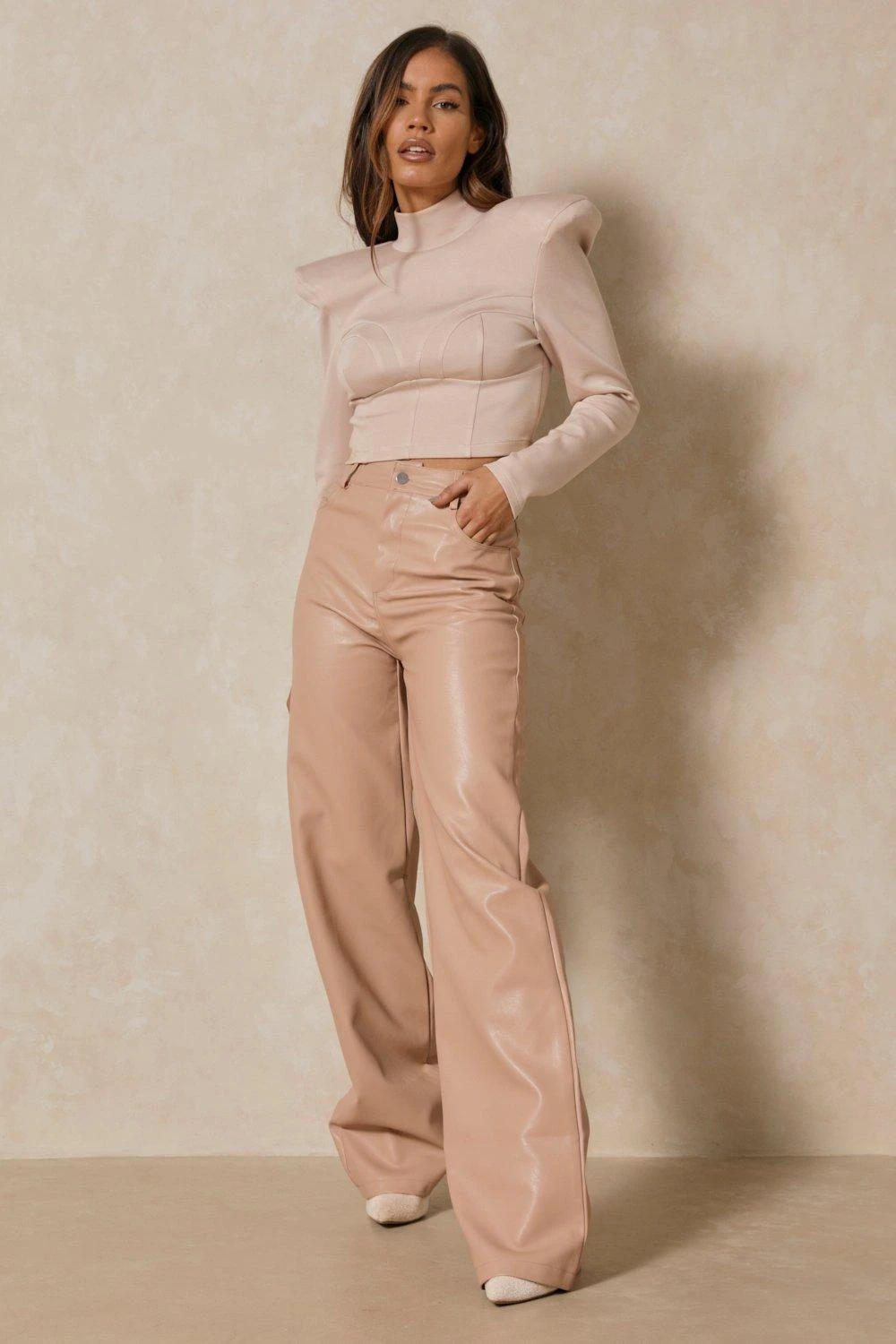 Wide Leg Leather Look Trousers 3 Wide Leg Leather Look Trousers