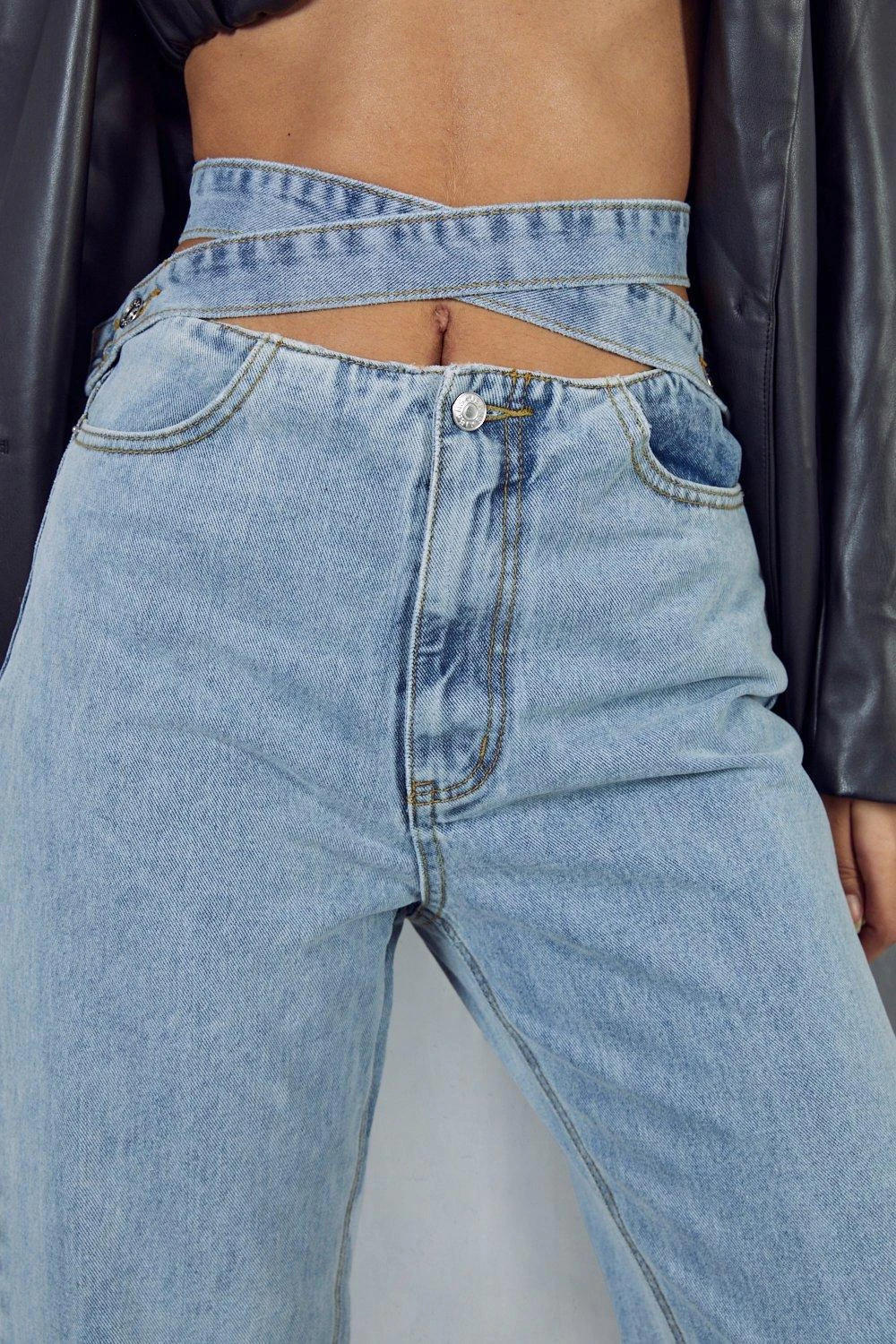 Wrap Detail Waistband Straight Leg Jean 4 Wrap Detail Waistband Straight Leg Jean - Image 2