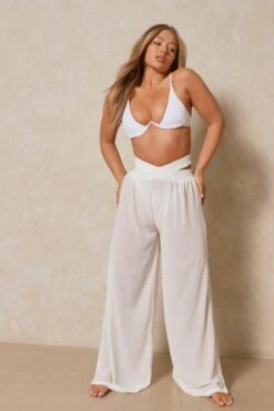 Sheer Cut Out Detail Trousers 11 Sheer Cut Out Detail Trousers -Cheap Sarto Tone Store white sheer cut out detail trousers 3
