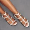 Studded Caged Sandals -Cheap Sarto Tone Store white studded caged sandals